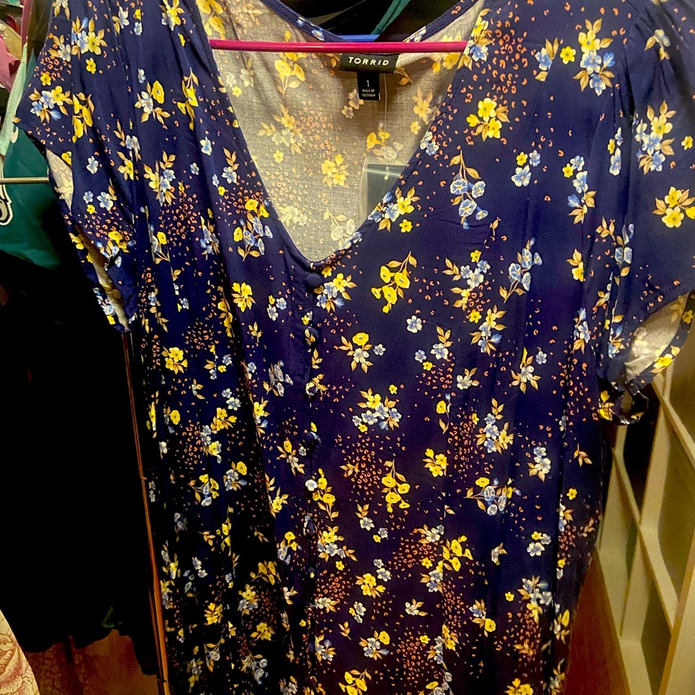 Torrid challis top with corset ties on back.